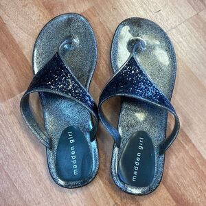 Black sparkly flip flops Madden Girl size 7